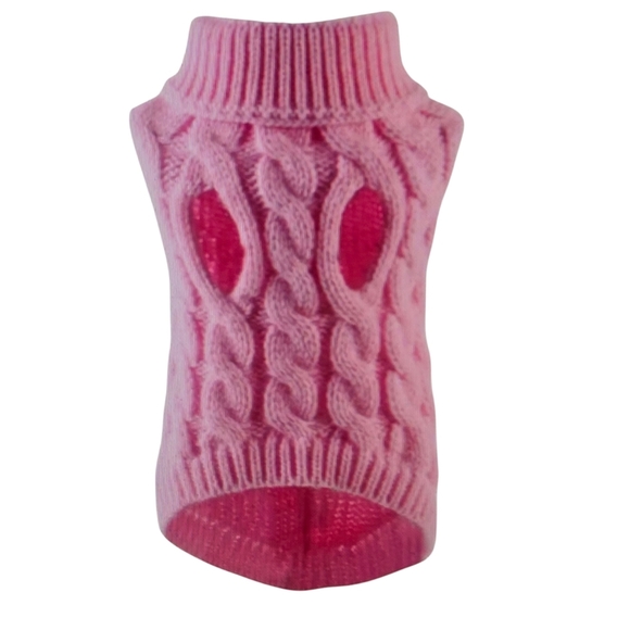 Cozy Knit Pet Sweater for Cats & Dogs - Warm Pullover, PINK, Size M - Picture 1 of 8